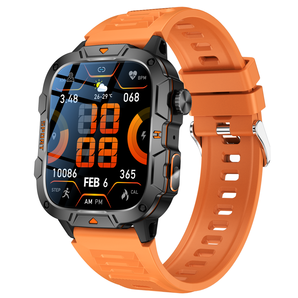 Reloj Inteligente Deportivo para Hombre con Linterna para Exteriores, Pantalla Grande de 1.96 Pulgadas, Smartwatch Impermeable IP68