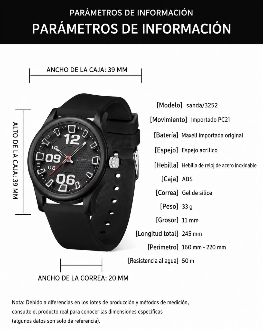 Reloj Sanda 3252