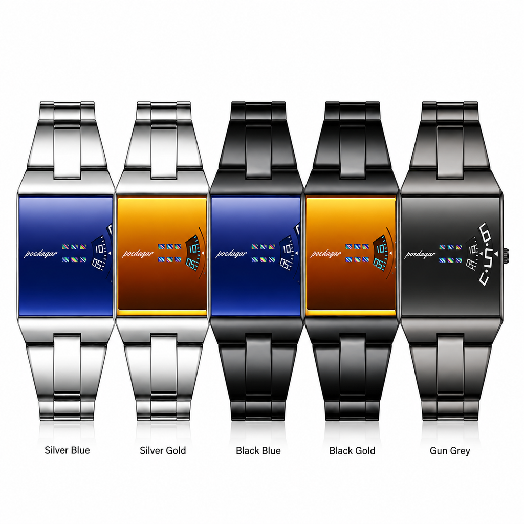 Reloj de Pulsera Poedagar 857 de Alta Calidad con Diseño de Esfera Cuadrada, Correa de Acero Inoxidable para Hombre. Este producto incluye caja.