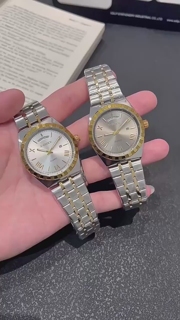 X-GEQCK S6 para reloj de mujer elegante de acero inoxidable de lujo, resistente al agua, reloj de cuarzo luminoso para damas.