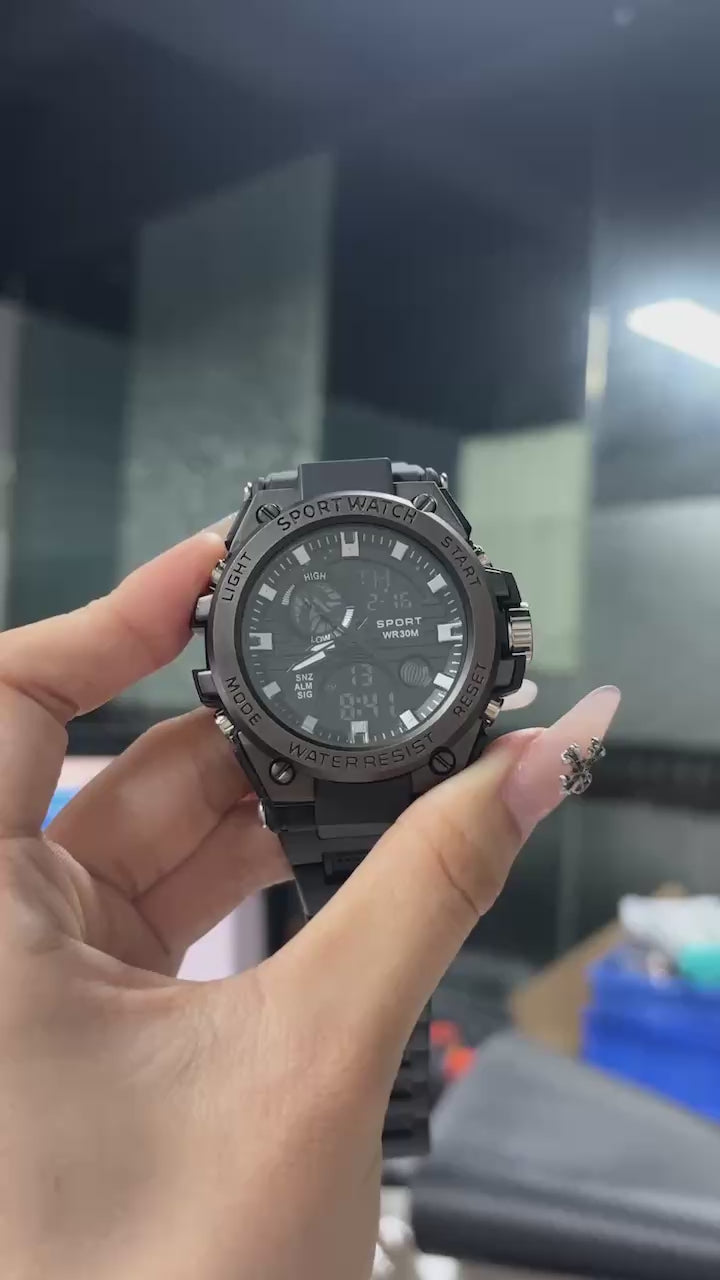 Reloj Digital Preferido Para Hombre con Pantalla Doble Grande, Resistente al Agua, Formato 12/24 Horas y Luz Nocturna LED Para Exteriores