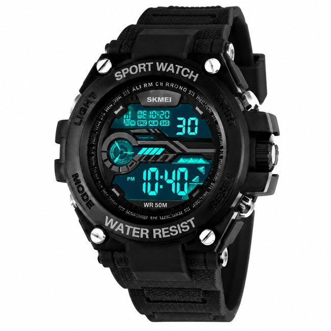 Reloj Digital Preferido Para Hombre con Pantalla Doble Grande, Resistente al Agua, Formato 12/24 Horas y Luz Nocturna LED Para Exteriores